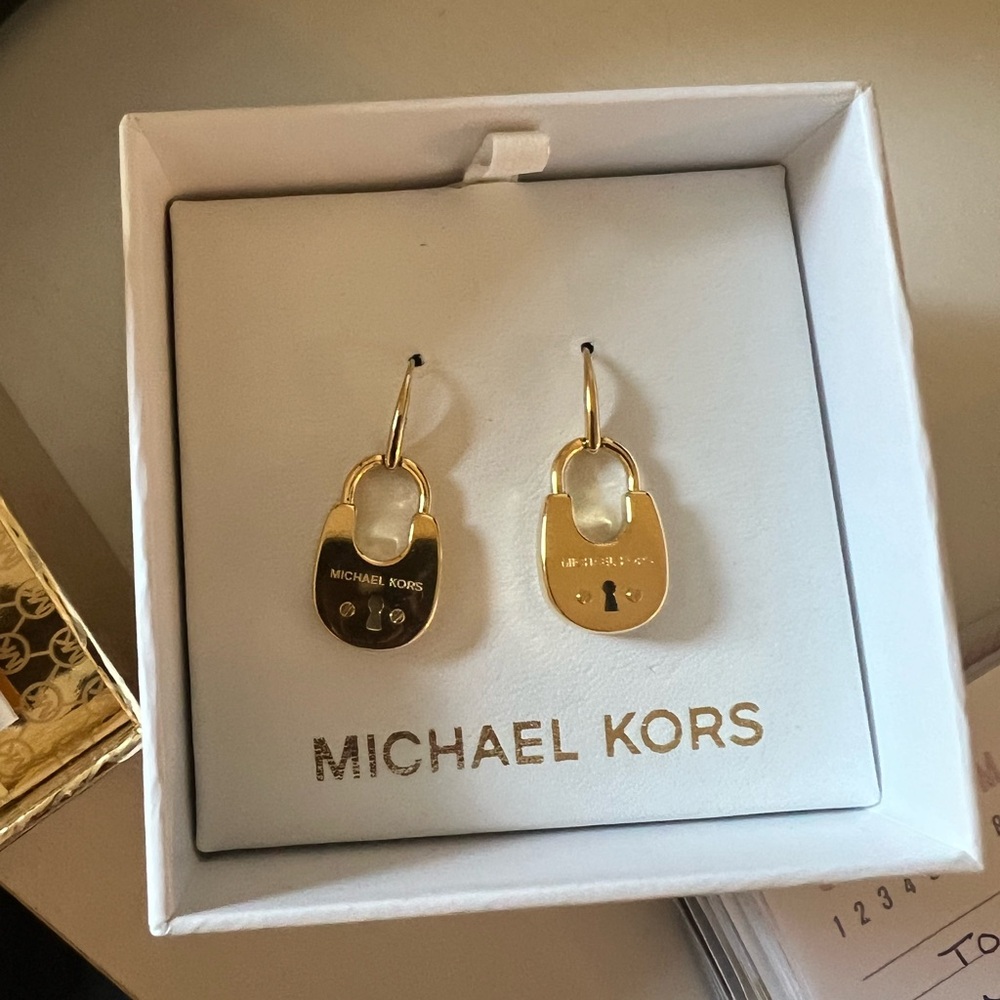 Michael Kors Gold Padlock Drop Earrings